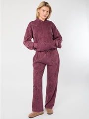 Acid Wash Oversized Crucifix Embroidered Hooded Fleece Co-ord