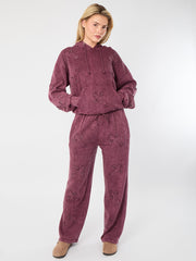 Acid Wash Oversized Crucifix Embroidered Hooded Fleece Co-ord