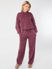 Acid Wash Oversized Crucifix Embroidered Hooded Fleece Co-ord