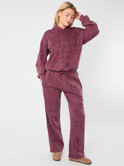 Acid Wash Oversized Crucifix Embroidered Hooded Fleece Co-ord