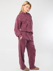 Acid Wash Oversized Crucifix Embroidered Hooded Fleece Co-ord