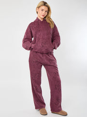 Acid Wash Oversized Crucifix Embroidered Hooded Fleece Co-ord