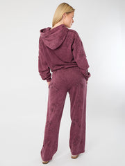 Acid Wash Oversized Crucifix Embroidered Hooded Fleece Co-ord