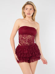 Lace Bandeau Crop Top