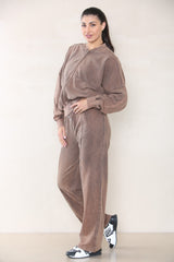 Acid Wash Oversized Bomber Style Fleece Zipper Co-ord