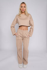 Seam Detail Oversized Crop Top & Joggers Fleece Co-ord