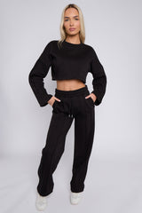 Seam Detail Oversized Crop Top & Joggers Fleece Co-ord