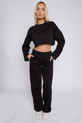 Seam Detail Oversized Crop Top & Joggers Fleece Co-ord