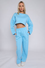 Seam Detail Oversized Crop Top & Joggers Fleece Co-ord