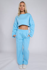 Seam Detail Oversized Crop Top & Joggers Fleece Co-ord