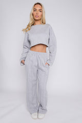Seam Detail Oversized Crop Top & Joggers Fleece Co-ord