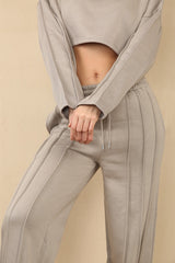 Seam Detail Oversized Crop Top & Joggers Fleece Co-ord
