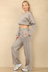 Seam Detail Oversized Crop Top & Joggers Fleece Co-ord