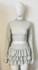 Lurex Crop Top & Ruffle Layered Skirt Co-ord