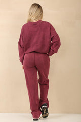 Acid Wash Oversized Bomber Style Fleece Zipper Co-ord