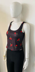 Ribbed Cherry Print Vest Top