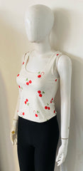 Ribbed Cherry Print Vest Top