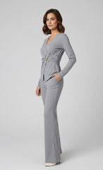 Crop top en short met halternek, combi-set met gouden details (kopie)