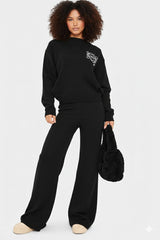 Long Sleeve Knitted Top & Wide Leg Trousers Co-ord