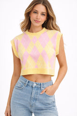 Knitted Crew Neck Cropped Vest