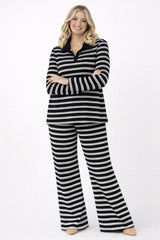 Collar Striped Top & Wide Leg Trouser Co-Ord