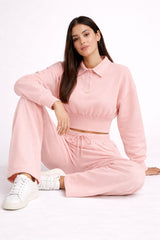 Buttoned Collar Top & Fleece Trouser Co-ord