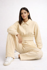 Buttoned Collar Top & Fleece Trouser Co-ord