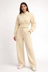 Buttoned Collar Top & Fleece Trouser Co-ord