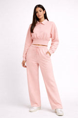 Buttoned Collar Top & Fleece Trouser Co-ord
