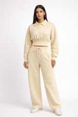 Buttoned Collar Top & Fleece Trouser Co-ord