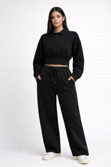Buttoned Collar Top & Fleece Trouser Co-ord