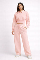 Buttoned Collar Top & Fleece Trouser Co-ord