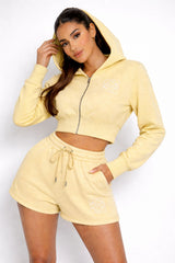 Zip Up Hooded Crop Top & Shorts Co-ord