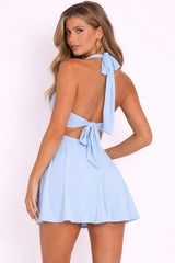 Slinky Halter Neck Frill Mini Dress