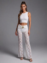Lace Buckle Detail Co-Ord Set - White