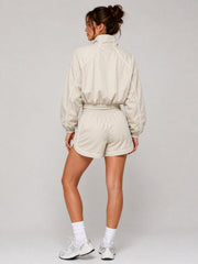 Long Sleeve Piping Shell Jacket & Shorts Co-Ord