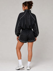 Long Sleeve Piping Shell Jacket & Shorts Co-Ord