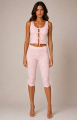Lace Tie-Front cropped top & capri legging Co-Ord Set