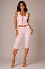 Lace Tie-Front cropped top & capri legging Co-Ord Set