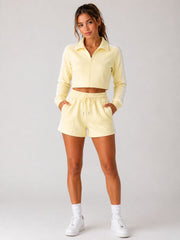 Sporty Side Stripe Detailing Top & Drawstring Shorts