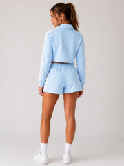 Sporty Side Stripe Detailing Top & Drawstring Shorts