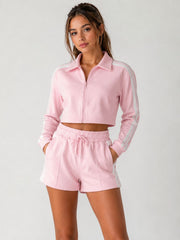 Sporty Side Stripe Detailing Top & Drawstring Shorts