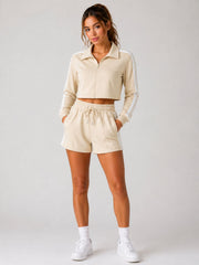 Sporty Side Stripe Detailing Top & Drawstring Shorts