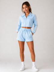 Sporty Side Stripe Detailing Top & Drawstring Shorts