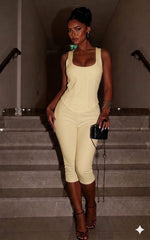 Corset-Inspired Seam Detailing Top & Capri Legging Set