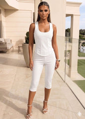 Corset-Inspired Seam Detailing Top & Capri Legging Set