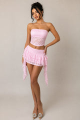 Lace Tube Top & Ruffle Mini Skirt Co-Ord Set