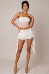 Lace Tube Top & Ruffle Mini Skirt Co-Ord Set