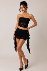 Lace Tube Top & Ruffle Mini Skirt Co-Ord Set