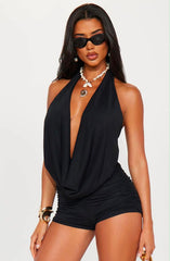Cowl Neckline Open Back Crop Top & Shorts Set